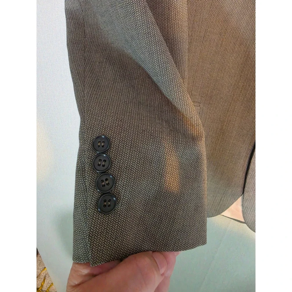 Oscar de la Renta Menswear Grey Micro Pattern Two Button Blazer Sport Coat